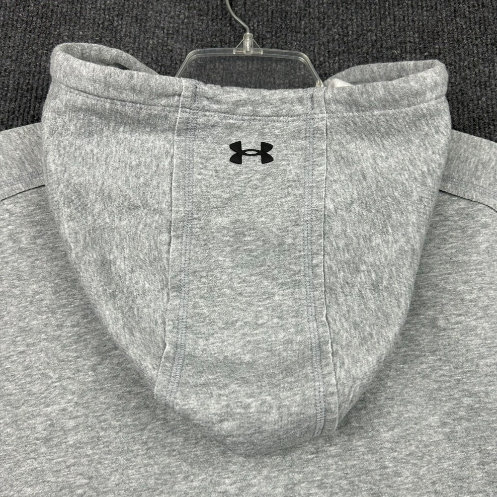 Under Armour Project Rock Hoodie Crop Sweater Fleece Pullover Gray Black Sz Med - Picture 4 of 9